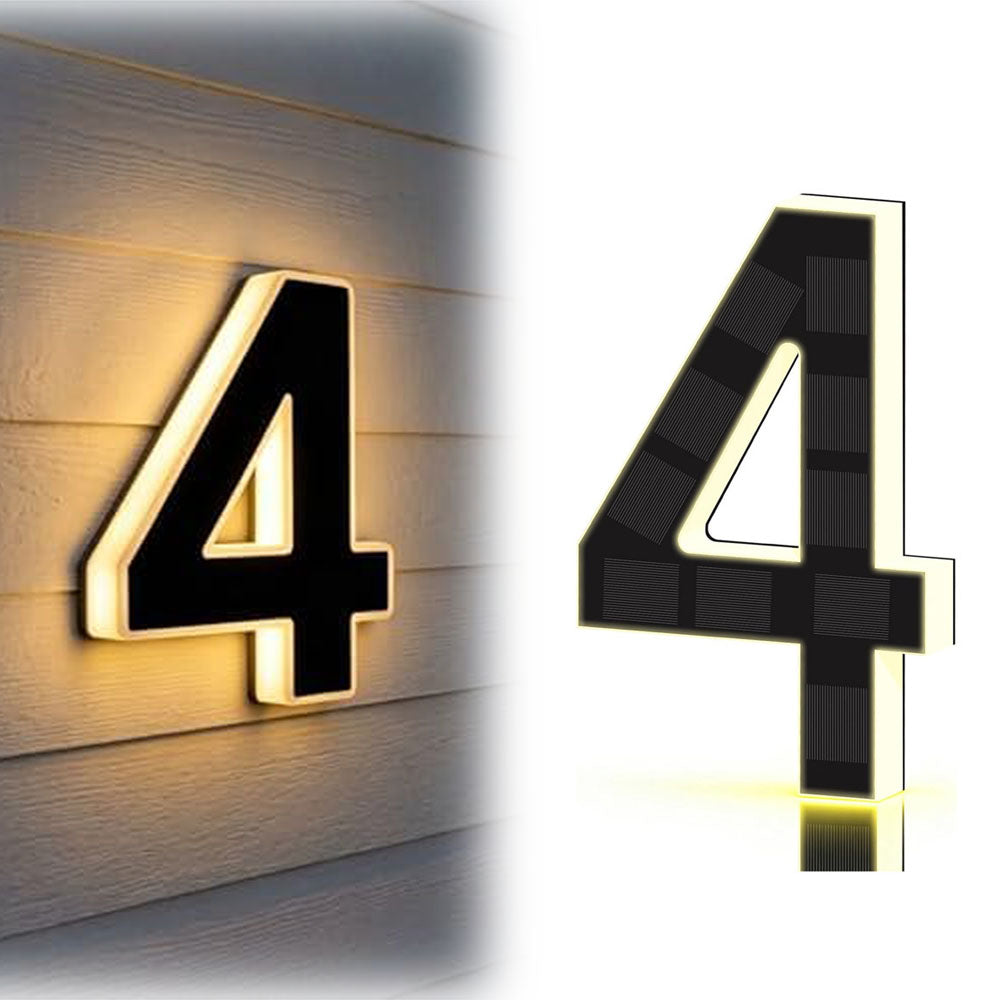 Solar Illuminated Address Sign with Light -Number 4