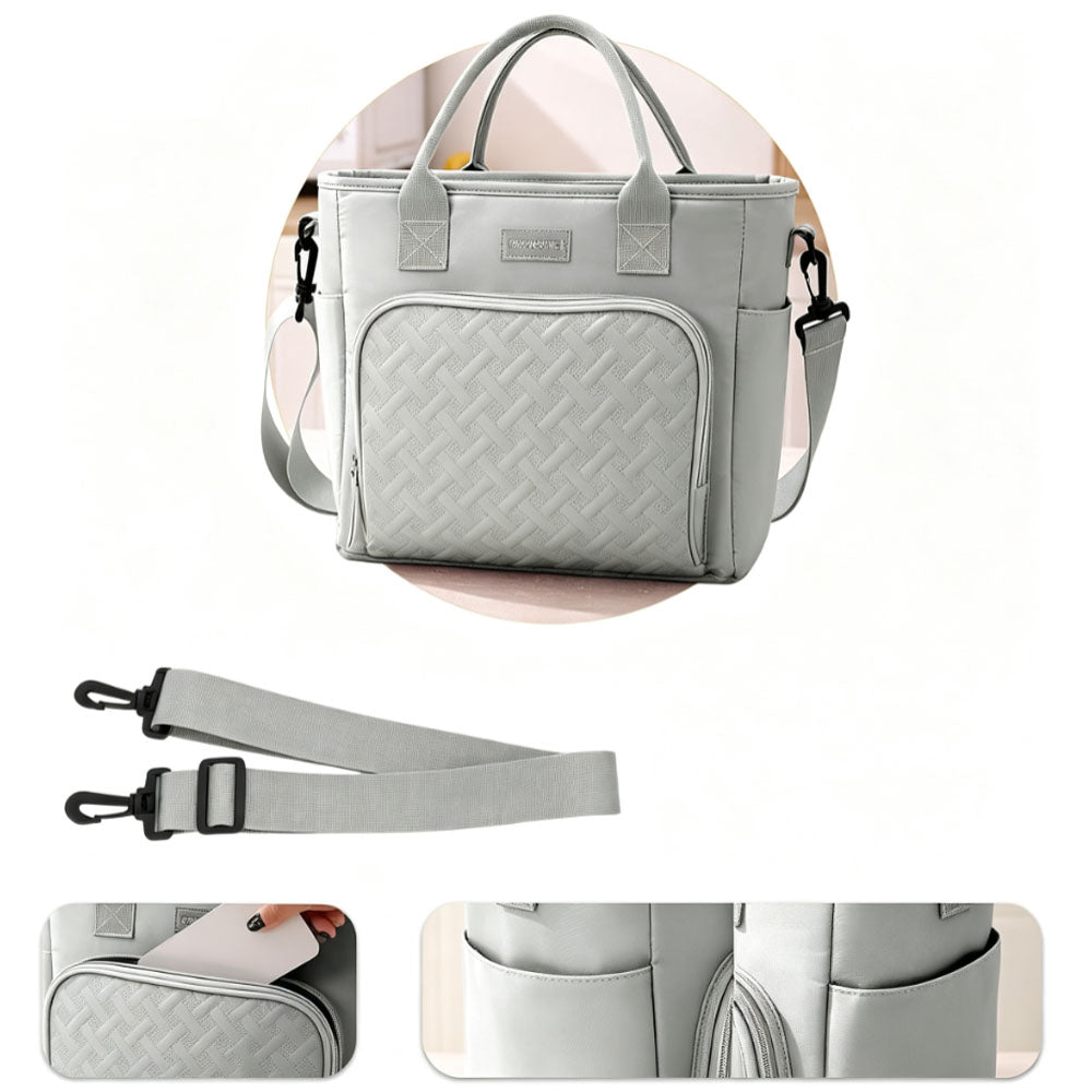 Large Capacity Insulated Lunch Tote Bag - Grey