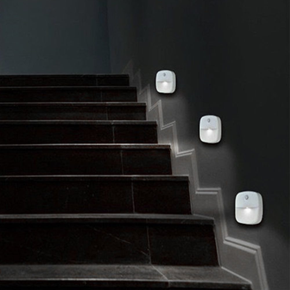 2pcs Motion Sensor Closet Lights Indoor Stair Lights Cordless LED Step Night Light for Under Cabinet Hallway-White