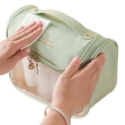 Clear Makeup Bag with Hanging Hook Toiletry Bag Traveling Accessories Organizer Green