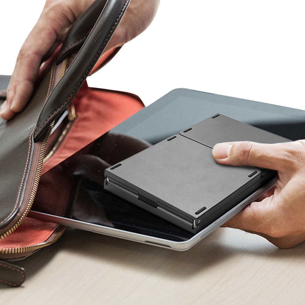 Foldable Bluetooth Keyboard Wireless Portable Keyboard Rechargeable for Laptop Tablet Smartphone Device Gray