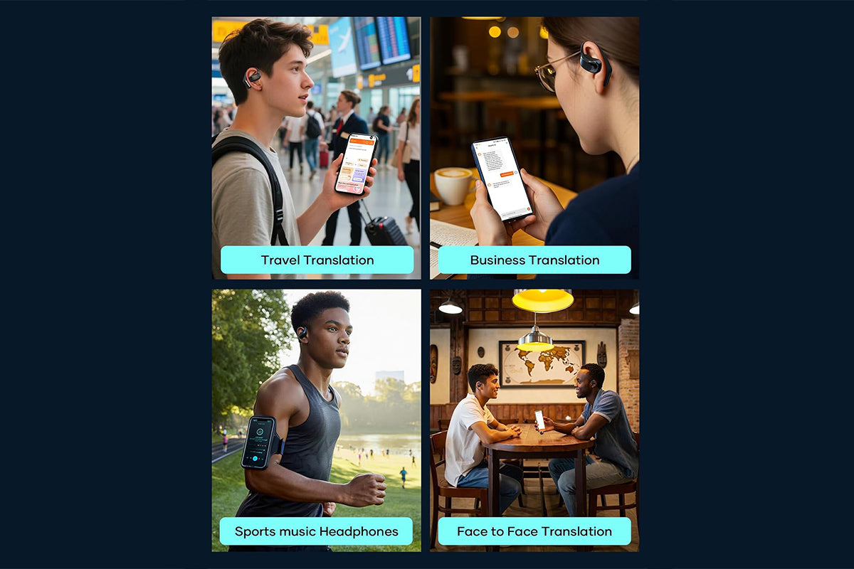 AI Translation Earbuds Real Time 138 Language Translator Earbuds with iOS Android-Gold