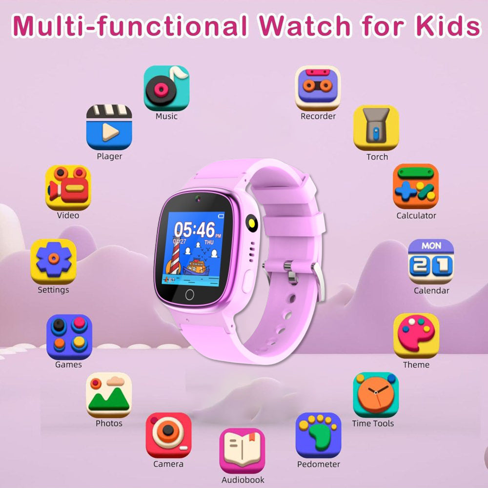 24 Games Smart Watch Camera Touch Screen Music Alarm Flashlight Video Fun Watch Purple