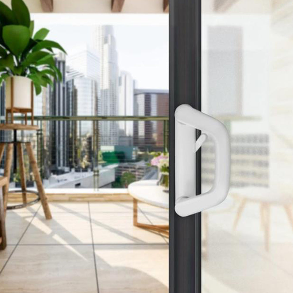 Sliding Door Lock Handle Set Security Lock with Keys for Glass Patio Door White