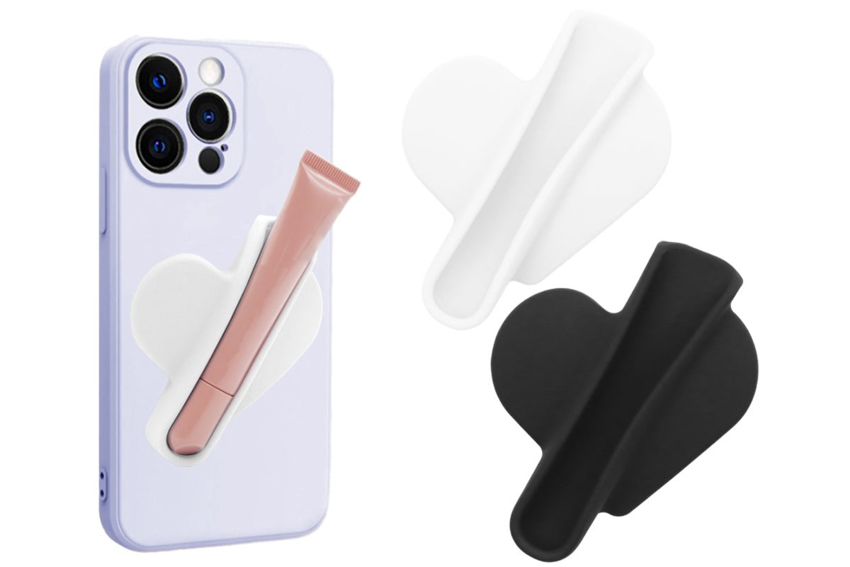 Holder For Rhode Skin Lip Lipstick Holder For Phone Case Peel And Stick Silicone Cover-White And Black