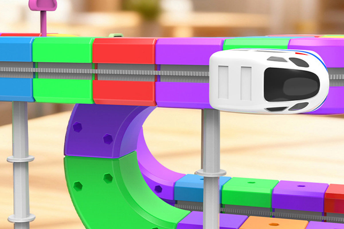 123Pcs Set Building Block Electric Train Set with Upside Down Racing