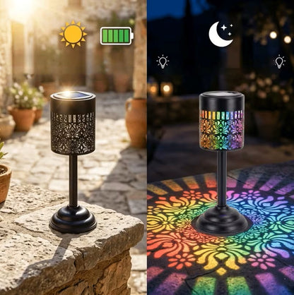 Outdoor Solar Cutout Metal Table Lantern for Patio and Garden - Mixed Color