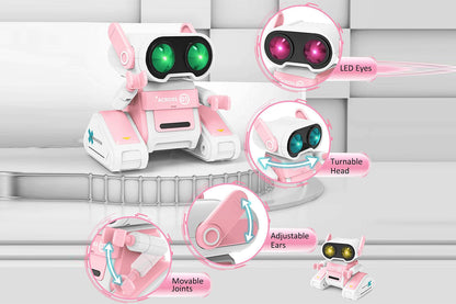 Remote Control Robot Toys RC Robots with LED Eyes Flexible Head Arms Music Dance Moves Christmas Gift Birthday-Pink