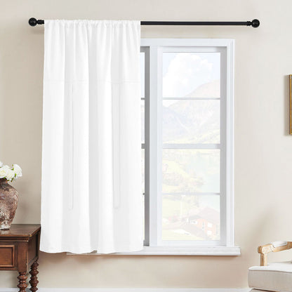 Thermal Insulated Tie Up Window Shade Light Blocking Curtain White