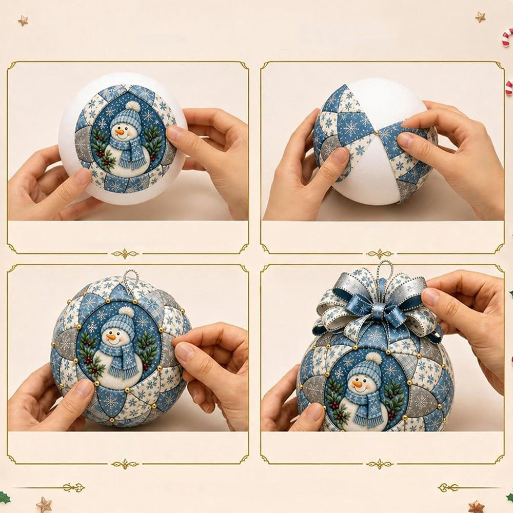 Adult Christmas Patchwork Ornament DIY Kit Xmas Fabric Ball Craft Set Snowman