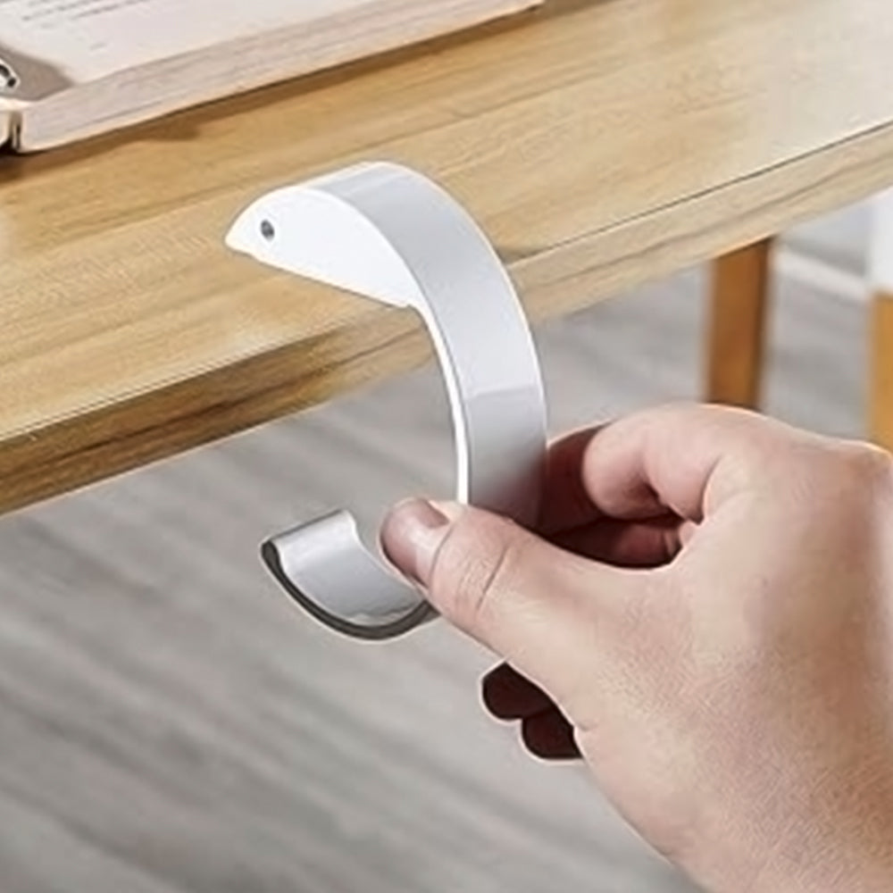 Set of 2Pcs C-Shape Hooks Purse Handbag Hangers for Table Desk White