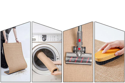 2Pcs Set 45x70cm and 45x120cm Non Slip Kitchen Runner Rug Absorbent Kitchen Floor Mat for Home Door Mats-Brown