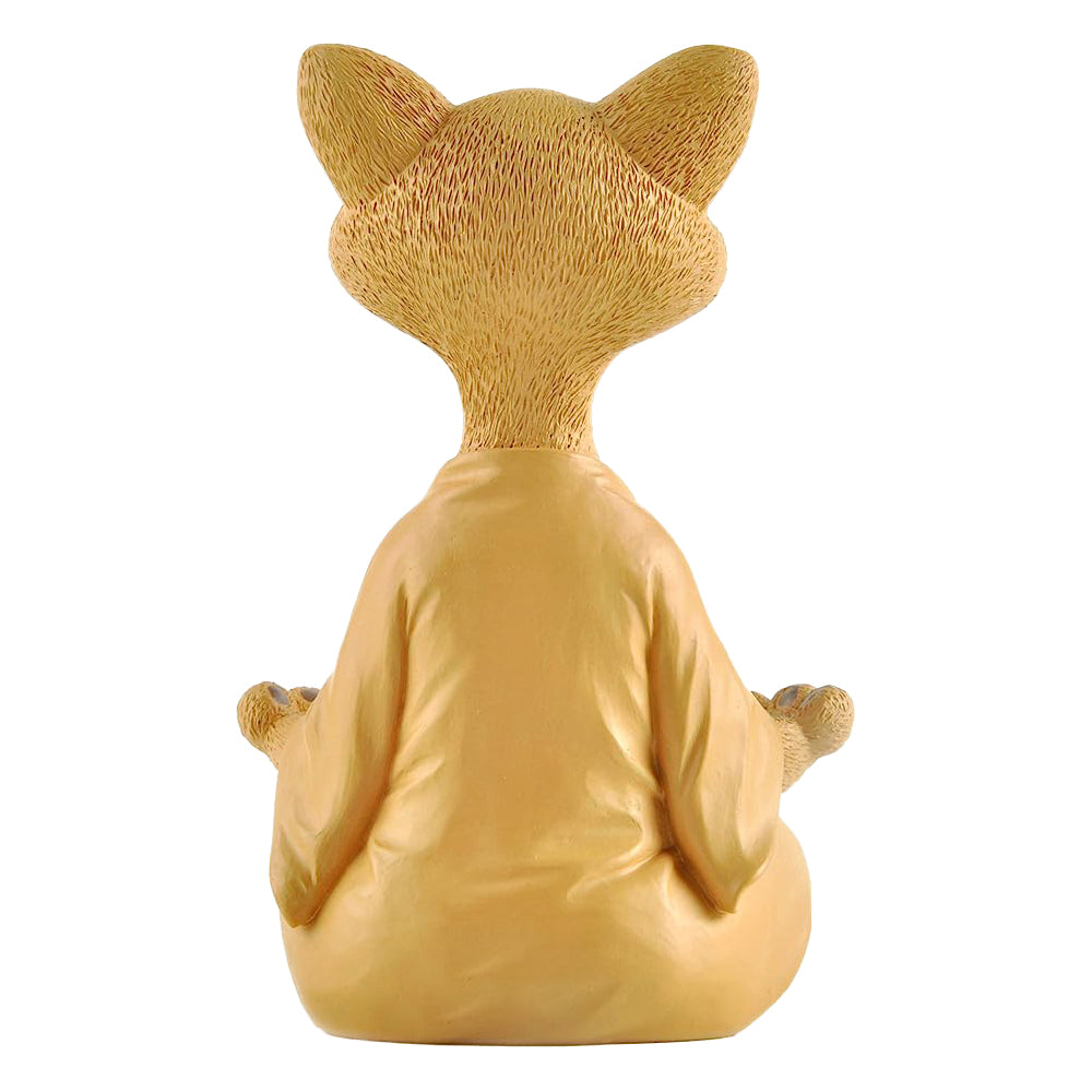 Whimsical Cat Buddha Figurine Meditation Yoga Decor Crafts Gifts 18cm-Orange