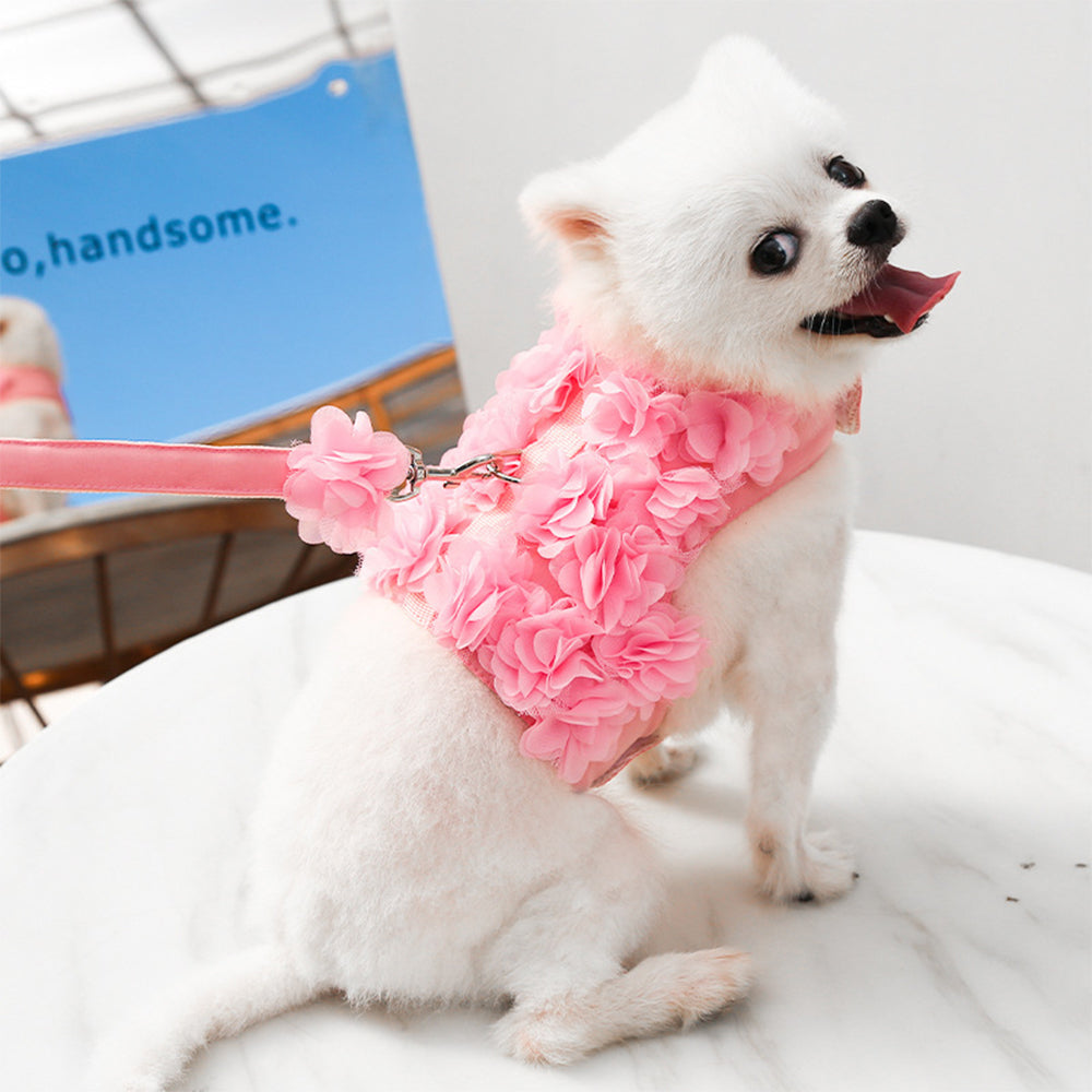 Pet Dog Harness with Leash Set-Small Pink