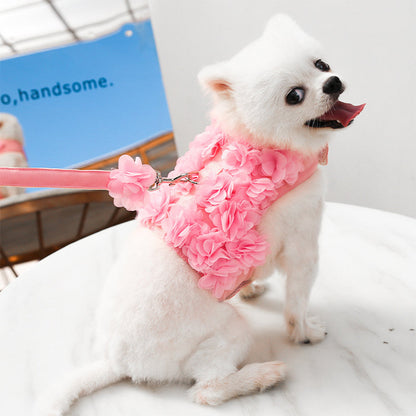 Pet Dog Harness with Leash Set-Small Pink