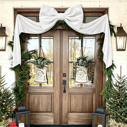 230cm Christmas Tree Topper Bow Large Decorative Bow with Long Streamers White