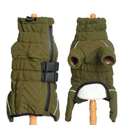Warm Dog Vest Reflective Coat Windproof Winter Jacket for Pet Dogs Green