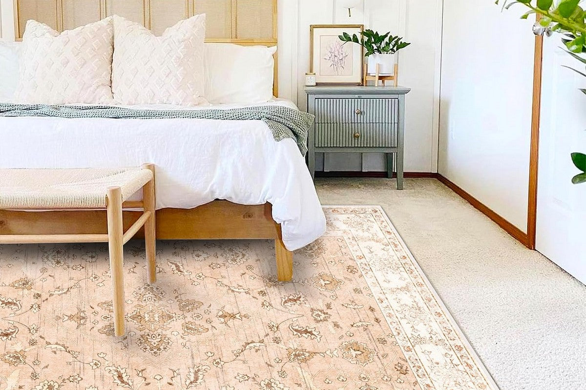 Area Rug Washable Taupe Rug Vintage Boho Non Slip Mat for Living Room Dining Room -Style8