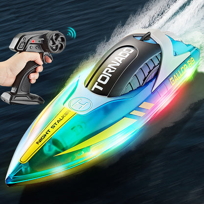 Remote Control Boat with Color LED Lights for Pool Lake - Blue