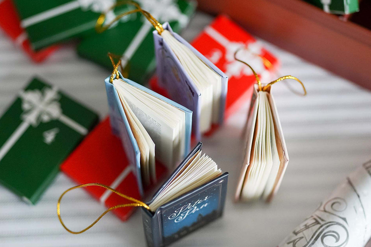 Mini Book Advent Calendar with 25 Book Ornaments for Christmas Countdown Holiday Decorations -Brown