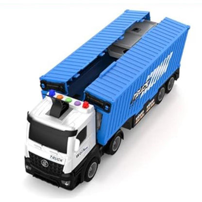 Transform Carrier Truck Race Track Toys with 8 Mini Race Cars Blue