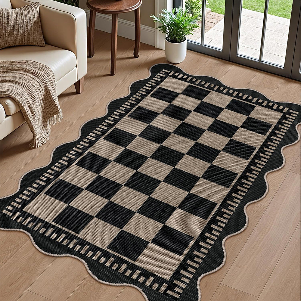 Vintage Low Pile Rug Non Slip Washable Mat for Living Room Bedroom-Style2