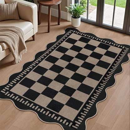Vintage Low Pile Rug Non Slip Washable Mat for Living Room Bedroom-Style2