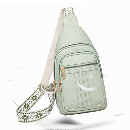 Women Sling Backpack Anti Theft Crossbody Bags with Adjustable Strap 5 Compartments Light Green