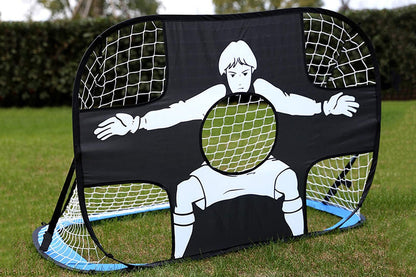 2-in-1 Portable Foldable Soccer Goal with Detachable Target-Blue
