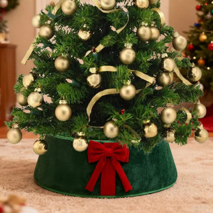 Christmas Tree Collar with Bow Holiday Tree Decor - Green