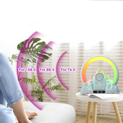 Digital Sunrise Alarm Clock Wireless Charger Smart Wake-up Light Bluetooth Speaker Atmosphere Lamp White