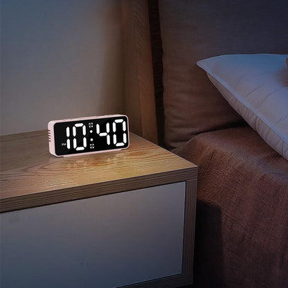 Small Digital Alarm Clock with 6 Dimmers and 5 Alarm Volumes for Bedrooms-Pink
