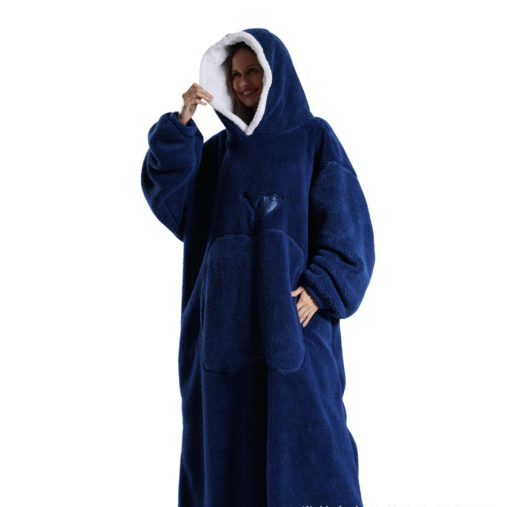 Unisex Hoodie Blanket Oversized Wearable Throw Blanket Navy