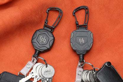 Heavy Duty Retractable ID Badge Holder Keychain Black and Grey