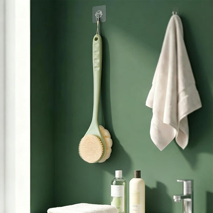 2 in 1 Double Sided Shower Brush with Loofah -Green