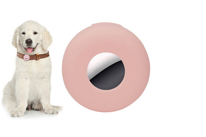 Dog Collar Anti-Lost Silicone Tracker Protective Case Cover Compatible With Apple Airtag-Pink