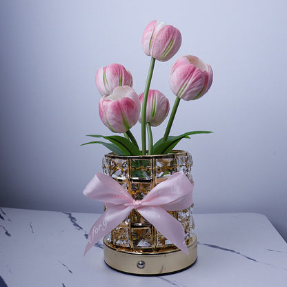 Tulip Flower Lamp Valentine¡¯s Day Gifts 3 Color Dimming Night Light -Pink