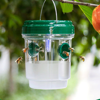2 Pack Solar Powered Wasp Traps Outdoor Hanging Carpenter Bee Catchers Green