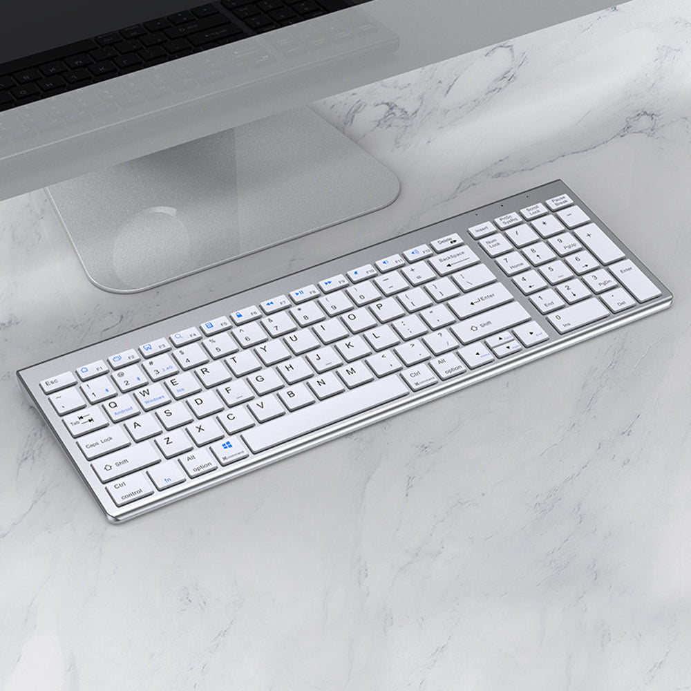 2.4G Ultra-Thin Rechargeable Keyboard Sleek Bluetooth Wireless Keyboard Compatible with Multi-Device Black