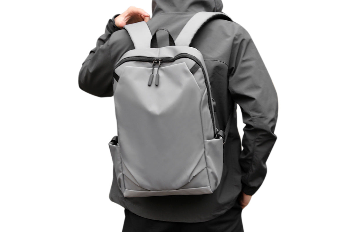 Business Laptop Backpack Anti-Theft USB Charging Port External Headphone Jack for Mens Womens -Grey