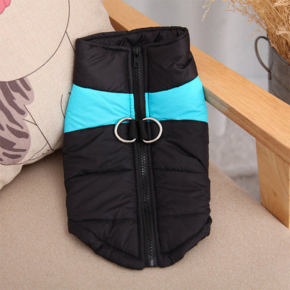 Windproof Waterproof Dog Winter Coat Jacket Warm Dog Vest Cold Weather Apparel-Blue