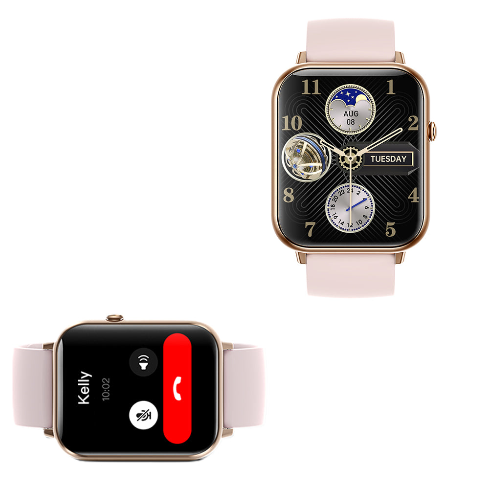 Smartwatch with Bluetooth Calling 2.1 Inch Display 104 Sports Modes Health Monitoring IP68 Waterproof-Pink