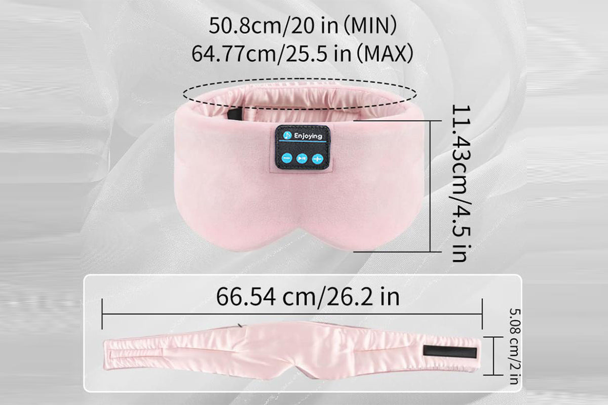 Bluetooth Sleep Mask with Headphones Music Eye Mask for Sleeping Travel Meditation -Pink