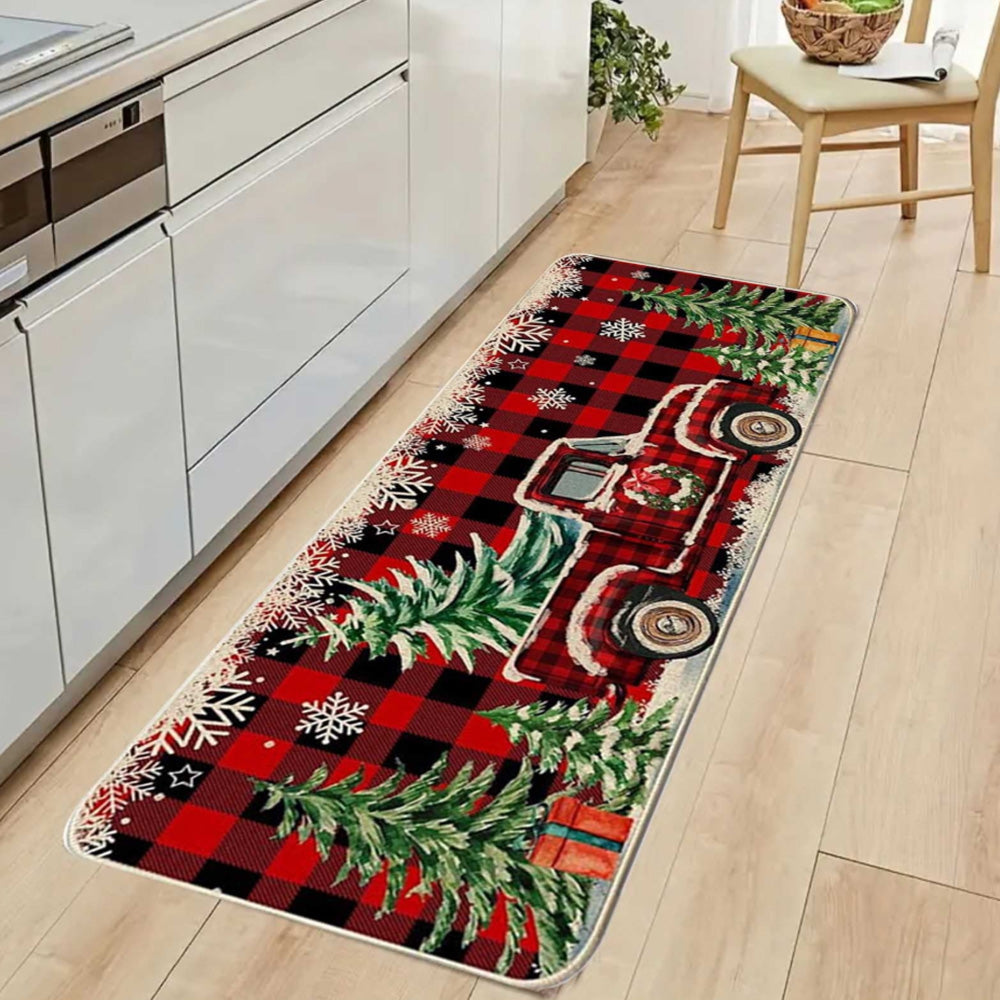 2PCS Christmas Floor Mats Set ¨C Non-Slip Rugs for Kitchen Bathroom Living Room and Doorway Style 2