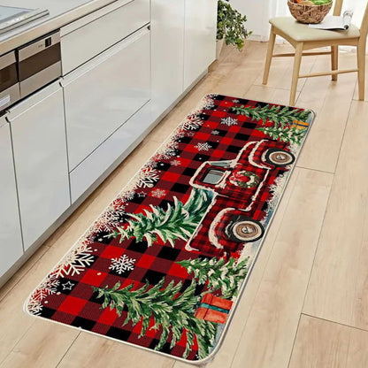 2PCS Christmas Floor Mats Set ¨C Non-Slip Rugs for Kitchen Bathroom Living Room and Doorway Style 2
