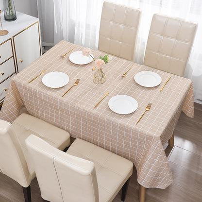 2-Pack PVC Tablecloth Waterproof Oilproof with Checkered Pattern Coffee Check