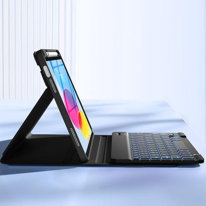 Bluetooth Keyboard Case for iPad 11th 10th Gen A16 Backlit Cover-Black