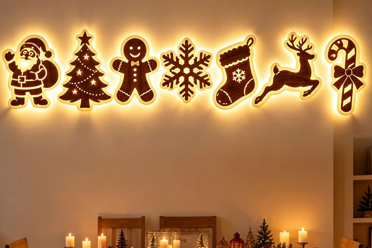 Christmas Glow Silhouette Light 3D LED Warm light Wall Decor