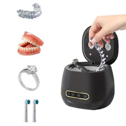 Ultrasonic Retainer Cleaner with UV Sterilizer 45kHz Denture Cleaner Machine-Black