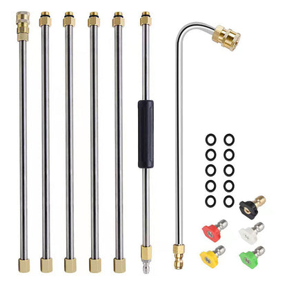 Pressure Washer Extension Wand Kit Replacement Cleaning Tools with 5 Nozzle Tips Roof Window Washing Accessories